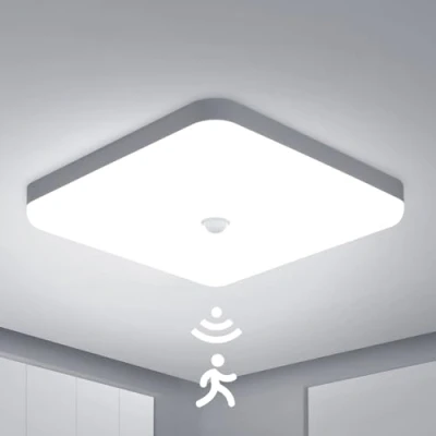 Image of Combuh LED Ceiling Light with Motion Sensor 30W 2400LM Daylight White 6500K Square Lamp PIR Detector for Bathroom, Garage, Corridors, Stairway, Balcony 25 * 4CM