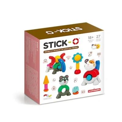 Image of Stick O Peek A Boo Dog And Cat Magnetic Building Blocks Toy For Boys Girls Aged From 18 months Education STEM Children
