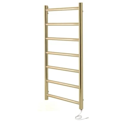 Image of Manissa Selby Electric Brushed Brass Heated Towel Rail 500mm W x 800mm H Bathroom Radiator