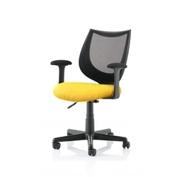 Image of Camden Black Mesh Chair in Bespoke Seat Senna Yellow
