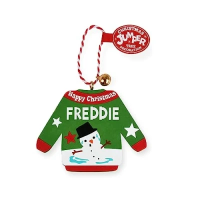 Image of History &amp; Heraldry Personalised Christmas Jumper Decorations (Freddie)