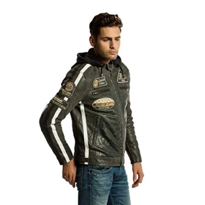 Image of Urban Leather Motorbike Jackets for Men &#039;58 GENTS&#039; Lambskin Motorcycle Jacket CE Approved Remouvable Armour Back, Shoulders and Elbows