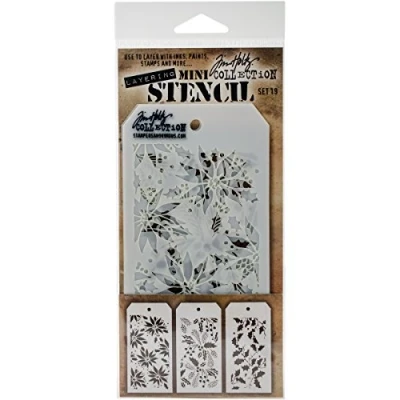 Image of Stampers Anonymous MTS019 Tim Holtz Mini Layered Stencil Set, Multi Colour, Pack of 3, 21.5 x 9.2 0.1 cm