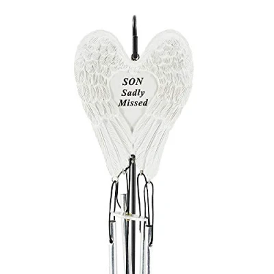 Image of Son Sadly Missed Guardian Angel Wings Graveside Memorial Wind Chime
