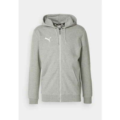 Image of Puma Teamgoal Casuals Hooded Jacket Zipup sweatshirt, Men&#039;s, Size: Large, Medium gray heather/white