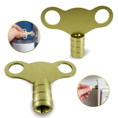 Image of Solid Brass Universal Radiator Bleed Key 2 Pack, 5mm for Venting and Bleeding Radiators Easy to Use, Heavy Duty Plumbing Key, UK Valve Clock Key.