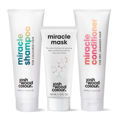 Image of Josh Wood Colour Care Bundle for Dry &amp; Damaged Hair Sulphate free, Shine Complex, Locked in glossy colour, Cleansing and conditioning, 3 Bottles