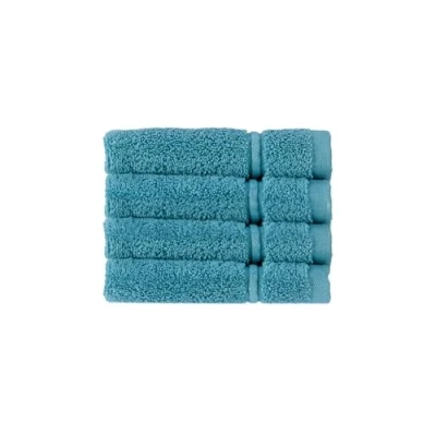 Image of Christy Antalya Face Cloths Set of 4 100% Turkish Cotton 600GSM Soft Plush Luxury Flannels Wash Quick Dry Jade Teal