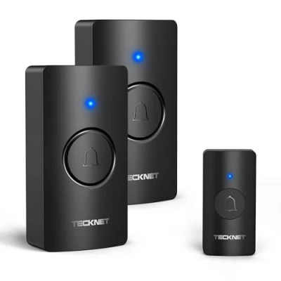 Image of TECKNET Wireless Doorbell, Door Bells IP65 Waterproof Battery Operated Cordless Chime Kit up to 1300ft Long Range with 60 Melodies &amp; 5 Level Volume, LED Flash, 4.5 Year Life