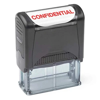 Image of Self Inking Rubber Stamp, Refillable Red Ink Preinstalled (9/16&quot; x 1 1/2&quot;) (Confidential)