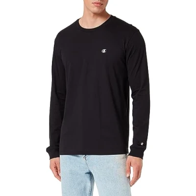 Image of Champion Men&#039;s Legacy Basics L S Crewneck Long Sleeve T Shirt, Black, XL