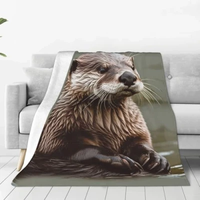 Image of Ultra Soft Micro Fleece Blanket Otter Animal Throw Warm Fuzzy Plush for Couch Lightweight Flannel Blankets Sofa All Season Cozy Microfiber 50&quot;x40&quot;