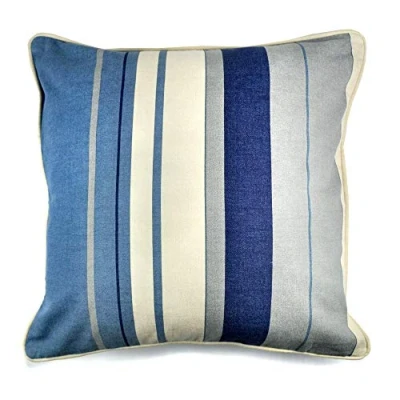 Image of Fusion Whitworth Stripe 100% Cotton Cushion Cover 43x43cm (17x17&quot;) in Blue