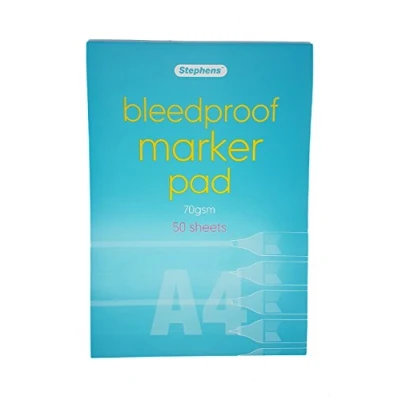 Image of Stephens Bleedproof Marker Pad A4 70gsm 50 Sheets, Ideal For Sketching, Drawing, Doodling, Writing And Colouring, Use With Permanent Markers, Pens, Ink Will Not Bleed Through