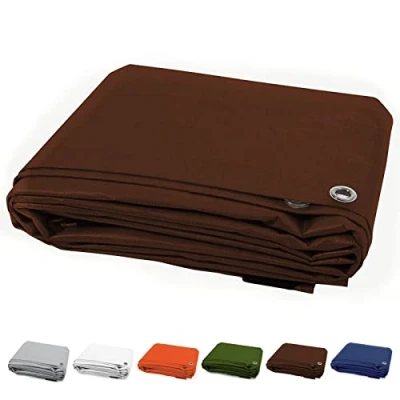 Image of FLODI. 80 g/m² Heavy Duty Waterproof Tarp (Brown, 2 x 3 m) Tear Resistant Tarpaulin Ground Sheet, Multipurpose Tarp, Caravan Camping Cover with Metal Eyelets