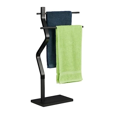 Image of Relaxdays Towel Rack, Black, 85 x 43.5 20 cm