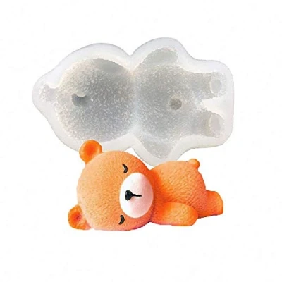 Image of 3D Sleeping Bear Doll Silicone Soap Mold Mousse Cake Jello Ice Cream Chocolate Candy Plaster Lotion Bar