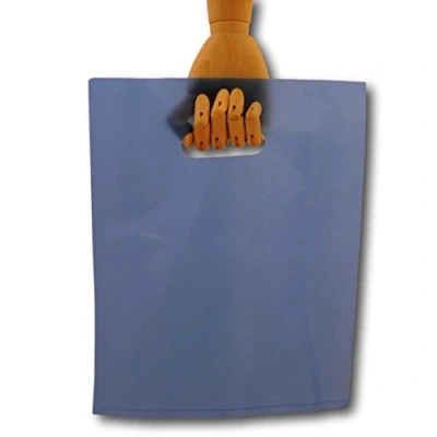Image of EPOSGEAR® Medium Blue Gift Shop Boutique Punch Handle Plastic Carrier Bags 9&quot; x 11&quot; (225mm 285mm) (200)