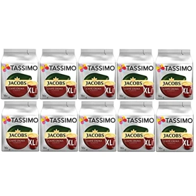 Image of Tassimo Jacobs Caffe Crema Classico XL Coffee Pods 10 Packs (160 Drinks)