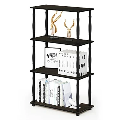 Image of Furinno Turn N Tube 4 Tier Multipurpose Shelf Display Rack with Classic Tubes, Espresso/Black, 18034EX/BK