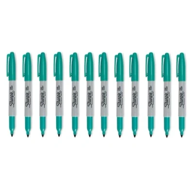 Image of Sharpie Fine Point Permanent Marker Pen Aqua 12 Pack