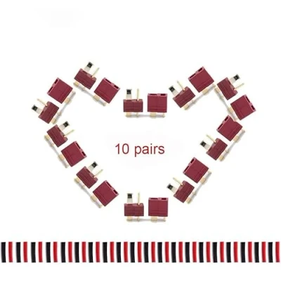 Image of 10 Pairs Deans T Plug Connectors Male and Female with 20pairs Shrink Tubing For RC LiPo Battery