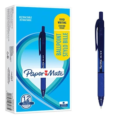 Image of Paper Mate Alfa Retractable Ballpoint Pens Medium Point (1.0 mm) Blue Ink 12 Count