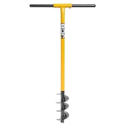 Image of JCB Professional 4&quot; 100mm Fence Post Auger, Heavy Duty Tubular Steel, 100 x 250 mm Blade T Grip 500 Width Top Level Performance Lifetime Warranty