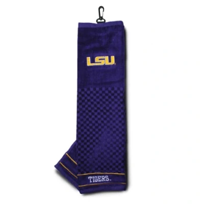 Image of Team Golf NCAA LSU Tigers Embroidered Towel Towel, Checkered Scrubber Design, Logo
