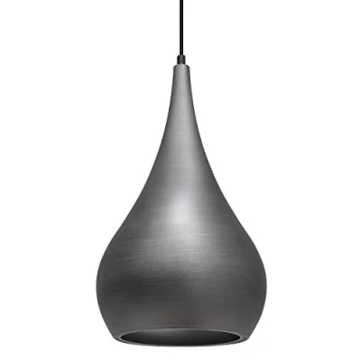 Image of Long Life Lamp Company Modern Teardrop Ceiling Pendant Light Grey Pewter Lampshade Retro Brushed Metal M0124