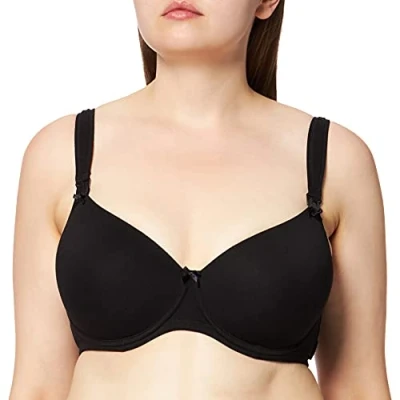 Image of Noppies Women&#039;s Cotton Comfort Nursing Maternity Bra, Black (Black C270), 32DD (Manufacturer Size: 70E)