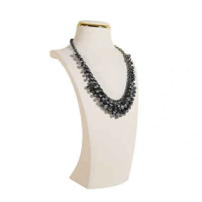 Image of GemeShou Beige Necklace display stands for selling, Velvet storage organizer, mannequin jewelry bust holder boutique store【Beige Large height 33 cm】