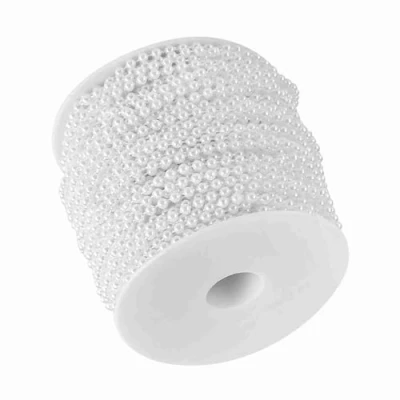 Image of FTVOGUE 40m/roll 4mm Artificial, Decorations Props Pearl String Simulated Beads Chain for Pary Wedding (White)