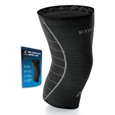 Image of Rymora Knee Compression Sleeve Brace Sleeves for Men &amp; Women Arm Tendonitis Tennis Golf Weightlifting (1, Black, S)