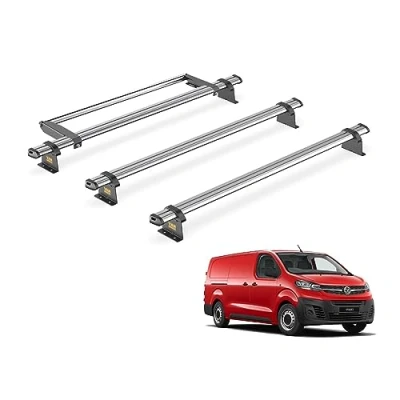 Image of Van Guard Trade Roof Rack for Vauxhall Vivaro (2019+) 3 Steel Bars &amp; Rear Ladder Roller [Only Suitable Models with Twin Doors] UltiBar SB335 3/VGR 09