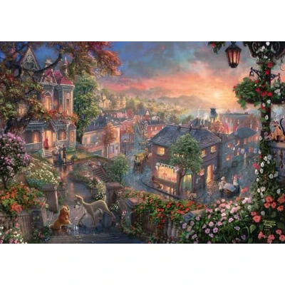 Image of Schmidt Thomas Kinkade: Disney Lady &amp; the Tramp (1000 pieces) Jigsaw Puzzle Ages 12+