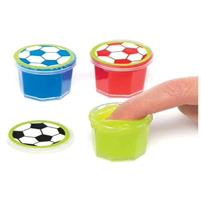 Image of Baker Ross AC893 Football Mini Putty (Pack of 6) Slime Party Favor for Kids, Assorted,3 cm