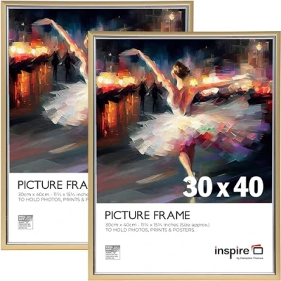 Image of Inspire By Hampton EASYLOADER 30x40cm Gold Picture Poster Frame Acrylic (Non Glass) IBH EAS3040GDPX 2PK