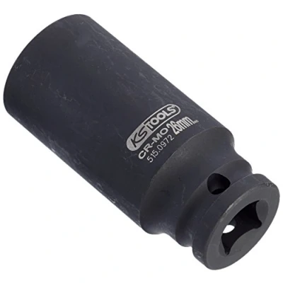 Image of KS Tools 515.0972 1/2 Inch 12 Point Impact Socket, Long, 26 mm