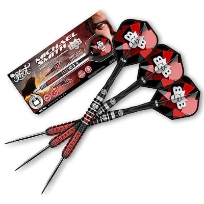 Image of Shot! Darts Michael Smith Defiant Center Weighted 90% Tungsten Pro Throwing Steel Tip Set Professional Made in New Zealand Designed Dart Flights for Women &amp; Men Metal Bar Adults