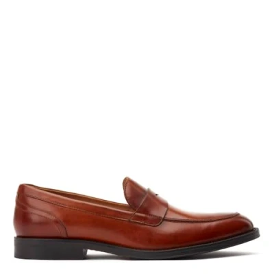 Image of Base London Mens Kennedy Washed Tan Leather Penny Loafers UK 8