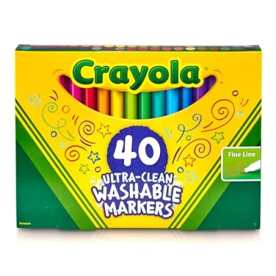 Image of Crayola Ultra Clean Fine Line Washable Markers (40ct), Colored for Kids, Tip, Arts Supplies, Gifts &amp; Stocking Stuffers, 3+