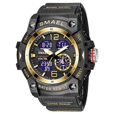 Image of Military Watches for Men Outdoor Sports Digital Watch Tactical Army Wristwatch LED Stopwatch Waterproof Men, C Black gold