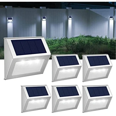 Image of 【Cool White】 Solar Fence Lights,Stainless Steel Decorative Lights LED Garden Lights,Waterproof Step Wireless Outdoor for Stair,Wall,Patio,Yard,Path,Fence,6Pack