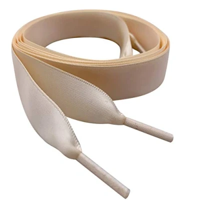 Image of My Ribbon Laces 142cm/56 long Ivory Flat Satin Shoelaces for Trainers, Sneakers, Boot Shoe