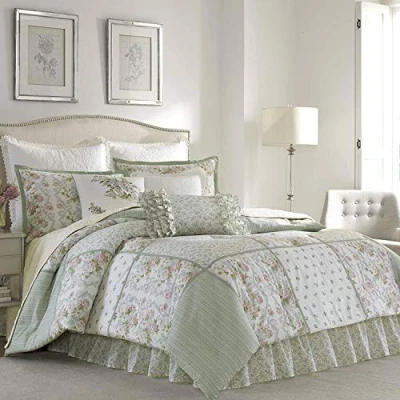 Image of Laura Ashley Home Luxury Ultra Soft Comforter, All Season Premium Bedding Set, Stylish Delicate Design for Décor, Cotton, Sage, Queen