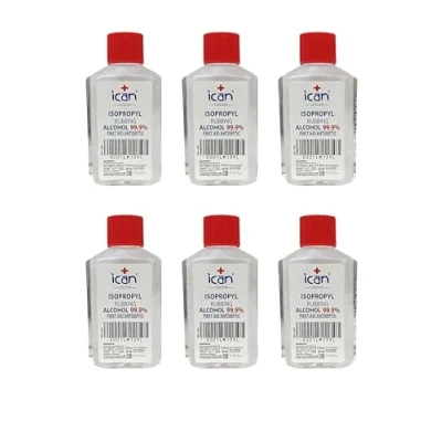 Image of ican london isopropyl rubbing Alcohol 99.9% First aid Antiseptic Disinfectant 50ml x 6 travel size