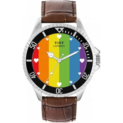 Image of Toff London 42mm Pride Vertical Hearts Batons Watch