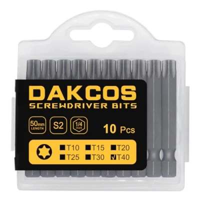 Image of DAKCOS T40 Torx Bit, 10PCS Impact Driver Bits, 1/4&quot; Screwdriver Bit Sets, Premium S2 Alloy Steel 50mm Long