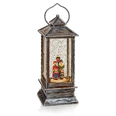 Image of Premier Christmas Gingerbread Family Glitter Water Spinner Lantern Decoration